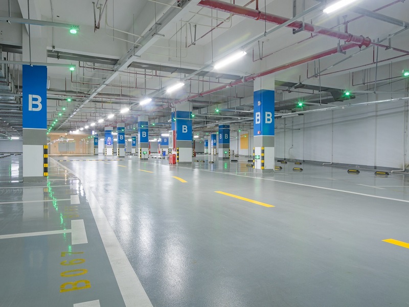 Omaha parking lot striping in commercial garage